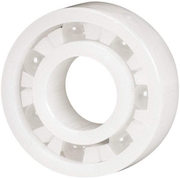 Made in USA - 3/8" Bore Diam, 7/8" OD, Open Plastic Race Radial Ball Bearing - 9/32" Wide, 1 Row, Round Bore, 33 Lb Static Capacity, 42 Lb Dynamic Capacity - Americas Industrial Supply