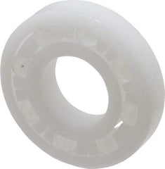 Made in USA - 1/2" Bore Diam, 1-1/8" OD, Open Plastic Race Radial Ball Bearing - 1/4" Wide, 1 Row, Round Bore, 43 Lb Static Capacity, 55 Lb Dynamic Capacity - Americas Industrial Supply