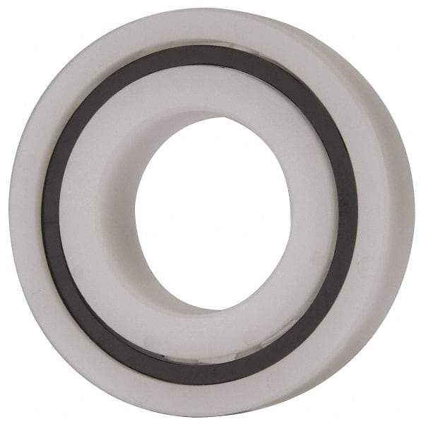 Made in USA - 1" Bore Diam, 2" OD, Open Plastic Race Radial Ball Bearing - 1/2" Wide, 1 Row, Round Bore, 61 Lb Static Capacity, 92 Lb Dynamic Capacity - Americas Industrial Supply
