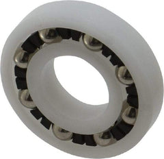 Made in USA - 1/2" Bore Diam, 1-1/8" OD, Open Plastic Race Radial Ball Bearing - 1/4" Wide, 1 Row, Round Bore, 43 Lb Static Capacity, 55 Lb Dynamic Capacity - Americas Industrial Supply