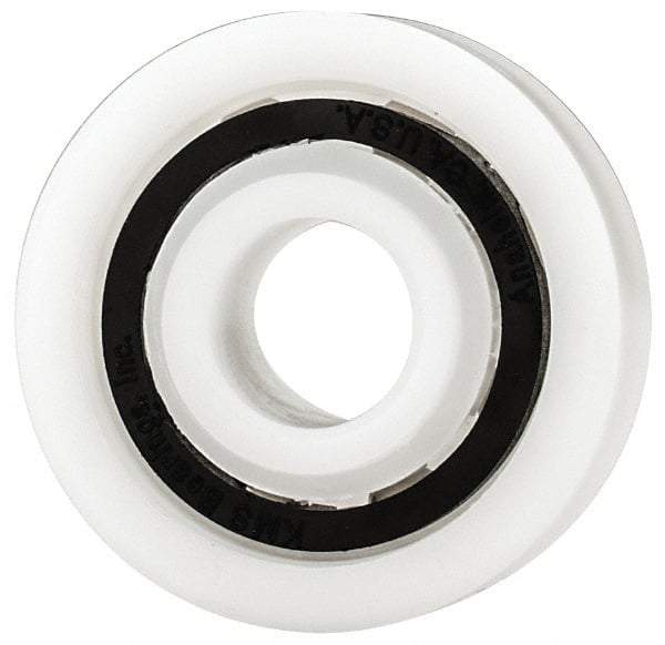 Made in USA - 3/8" Bore Diam, 1-1/8" OD, Open Plastic Race Radial Ball Bearing - 3/8" Wide, 1 Row, Round Bore, 43 Lb Static Capacity, 55 Lb Dynamic Capacity - Americas Industrial Supply