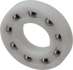 Made in USA - 3/4" Bore Diam, 1-5/8" OD, Open Plastic Race Radial Ball Bearing - 5/16" Wide, 1 Row, Round Bore, 52 Lb Static Capacity, 78 Lb Dynamic Capacity - Americas Industrial Supply