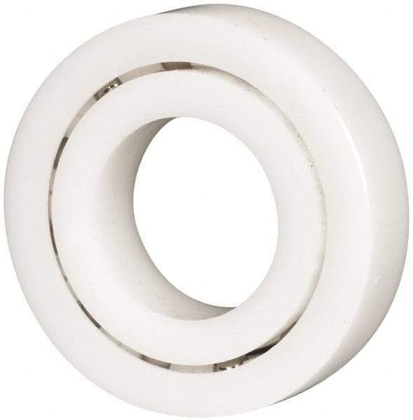 Made in USA - 1" Bore Diam, 2" OD, Open Plastic Race Radial Ball Bearing - 1/2" Wide, 1 Row, Round Bore, 61 Lb Static Capacity, 92 Lb Dynamic Capacity - Americas Industrial Supply