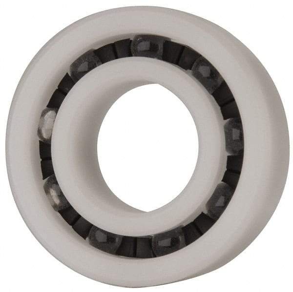 Made in USA - 20mm Bore Diam, 42mm OD, Open Plastic Race Radial Ball Bearing - 12mm Wide, 1 Row, Round Bore, 52 Lb Static Capacity, 78 Lb Dynamic Capacity - Americas Industrial Supply