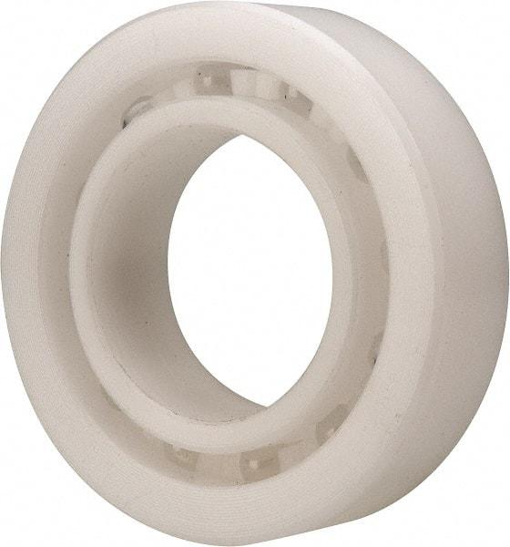 Made in USA - 25mm Bore Diam, 47mm OD, Open Plastic Race Radial Ball Bearing - 12mm Wide, 1 Row, Round Bore, 61 Lb Static Capacity, 92 Lb Dynamic Capacity - Americas Industrial Supply