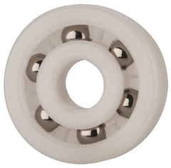 Made in USA - 5mm Bore Diam, 16mm OD, Open Plastic Race Radial Ball Bearing - 5mm Wide, 1 Row, Round Bore, 17 Lb Static Capacity, 26 Lb Dynamic Capacity - Americas Industrial Supply