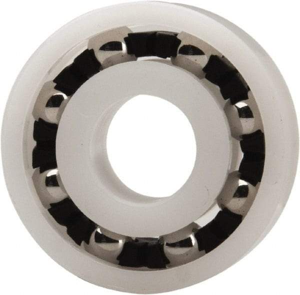 Made in USA - 8mm Bore Diam, 22mm OD, Open Plastic Race Radial Ball Bearing - 7mm Wide, 1 Row, Round Bore, 33 Lb Static Capacity, 42 Lb Dynamic Capacity - Americas Industrial Supply