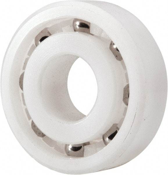 Made in USA - 10mm Bore Diam, 26mm OD, Open Plastic Race Radial Ball Bearing - 8mm Wide, 1 Row, Round Bore, 33 Lb Static Capacity, 42 Lb Dynamic Capacity - Americas Industrial Supply