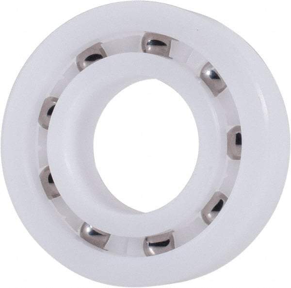 Made in USA - 17mm Bore Diam, 35mm OD, Open Plastic Race Radial Ball Bearing - 10mm Wide, 1 Row, Round Bore, 46 Lb Static Capacity, 69 Lb Dynamic Capacity - Americas Industrial Supply