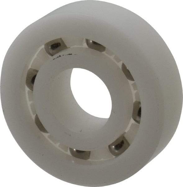 Made in USA - 12mm Bore Diam, 32mm OD, Open Plastic Race Radial Ball Bearing - 10mm Wide, 1 Row, Round Bore, 43 Lb Static Capacity, 55 Lb Dynamic Capacity - Americas Industrial Supply