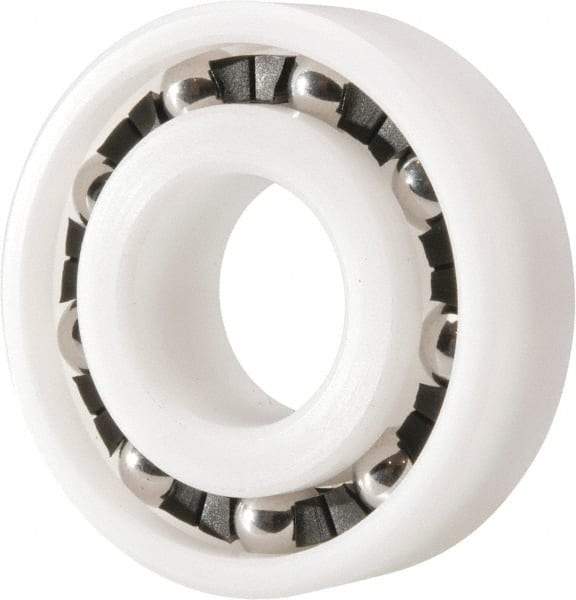 Made in USA - 17mm Bore Diam, 40mm OD, Open Plastic Race Radial Ball Bearing - 12mm Wide, 1 Row, Round Bore, 46 Lb Static Capacity, 69 Lb Dynamic Capacity - Americas Industrial Supply