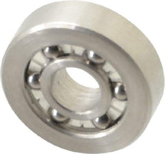 Made in USA - 1/4" Bore Diam, 3/4" OD, Open Precision Ground Radial Ball Bearing - 7/32" Wide, 1 Row, Round Bore, 51 Lb Static Capacity, 78 Lb Dynamic Capacity - Americas Industrial Supply