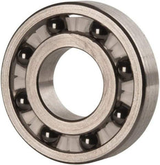 Made in USA - 1/2" Bore Diam, 1-1/8" OD, Open Precision Ground Radial Ball Bearing - 1/4" Wide, 1 Row, Round Bore, 129 Lb Static Capacity, 165 Lb Dynamic Capacity - Americas Industrial Supply