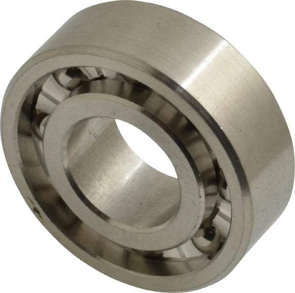 Made in USA - 1/2" Bore Diam, 1-1/8" OD, Open Precision Ground Radial Ball Bearing - 3/8" Wide, 1 Row, Round Bore, 129 Lb Static Capacity, 165 Lb Dynamic Capacity - Americas Industrial Supply