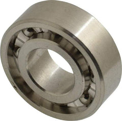 Made in USA - 1/2" Bore Diam, 1-1/8" OD, Open Precision Ground Radial Ball Bearing - 3/8" Wide, 1 Row, Round Bore, 129 Lb Static Capacity, 165 Lb Dynamic Capacity - Americas Industrial Supply