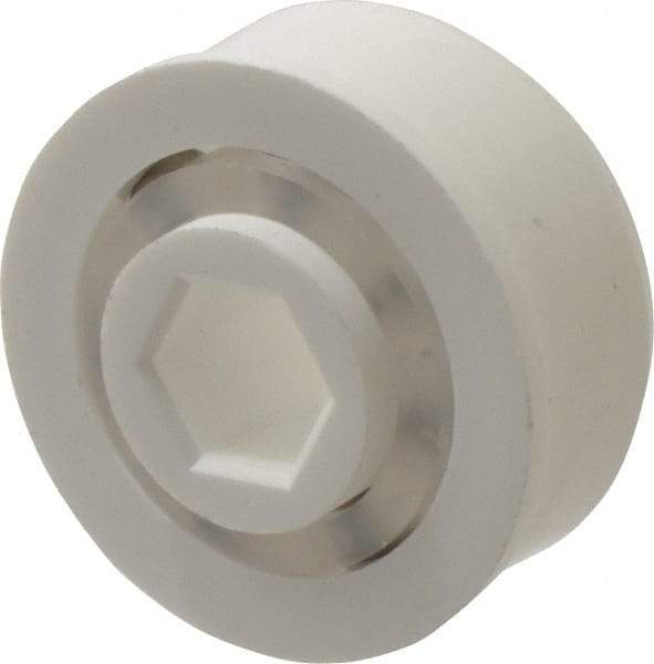 Made in USA - 1 Row, 1-1/2" OD, 7/16" Hex Bore Conveyor Roller Bearing - 69 Lb Capacity, 1,069 Max RPM, Stainless Steel with Polypropylene Housing - Americas Industrial Supply