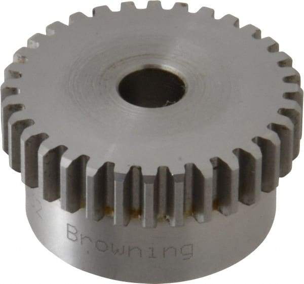 Browning - 20 Pitch, 1.6" Pitch Diam, 32 Tooth Spur Gear - 3/8" Bore Diam, 1-7/16" Hub Diam, Steel - Americas Industrial Supply