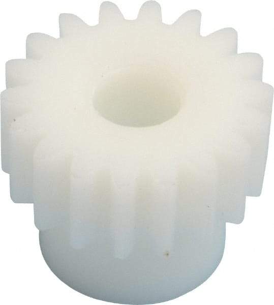 Poly Hi Solidur - 20 Pitch, 0.9" Pitch Diam, 1" OD, 18 Tooth Spur Gear - 3/8" Face Width, 5/16" Bore Diam, 43/64" Hub Diam, 20° Pressure Angle, Acetal - Americas Industrial Supply