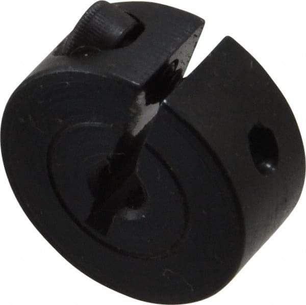 Climax Metal Products - 1/8" Bore, Steel, One Piece Clamp Collar - 11/16" Outside Diam, 5/16" Wide - Americas Industrial Supply