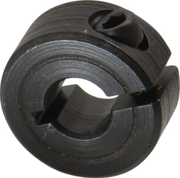 Climax Metal Products - 1/4" Bore, Steel, One Piece Clamp Collar - 11/16" Outside Diam, 5/16" Wide - Americas Industrial Supply