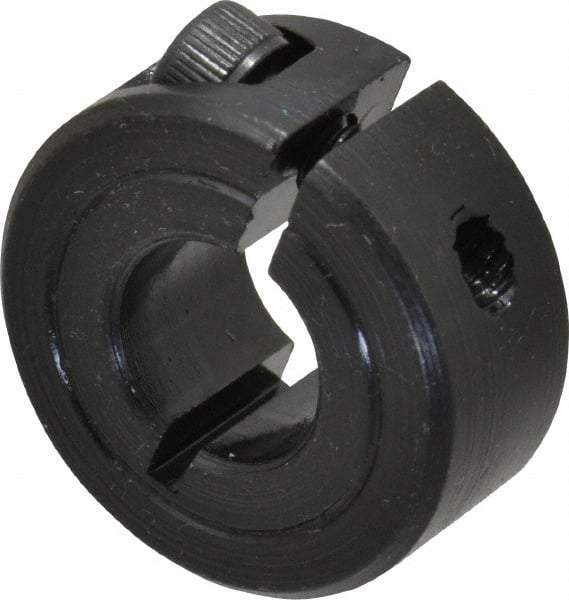 Climax Metal Products - 3/8" Bore, Steel, One Piece Clamp Collar - 7/8" Outside Diam, 3/8" Wide - Americas Industrial Supply