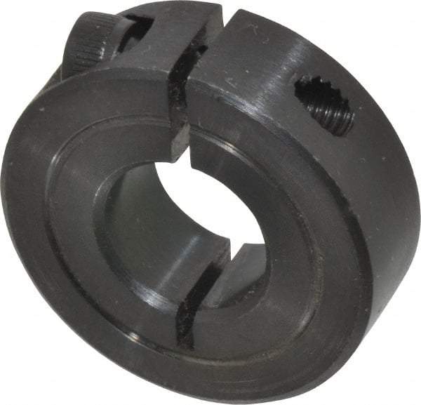 Climax Metal Products - 9/16" Bore, Steel, One Piece Clamp Collar - 1-5/16" Outside Diam, 7/16" Wide - Americas Industrial Supply