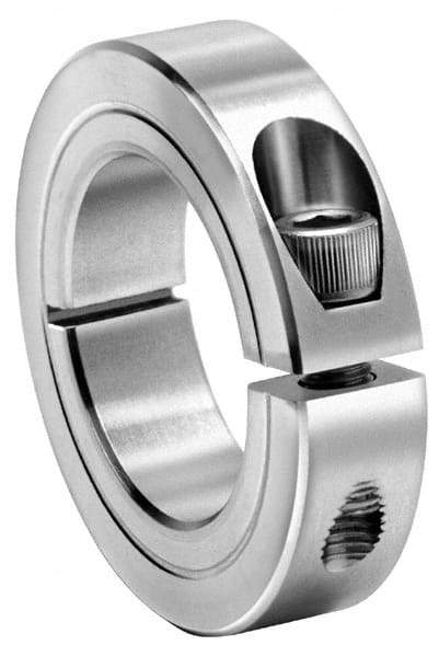 Climax Metal Products - 1-9/16" Bore, Steel, One Piece One Piece Split Shaft Collar - 2-3/8" Outside Diam, 9/16" Wide - Americas Industrial Supply