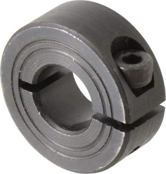 Climax Metal Products - 12mm Bore, Steel, One Piece Clamp Collar - 1-1/8" Outside Diam - Americas Industrial Supply