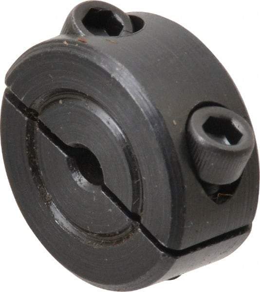 Climax Metal Products - 1/8" Bore, Steel, Two Piece Shaft Collar - 11/16" Outside Diam, 5/16" Wide - Americas Industrial Supply