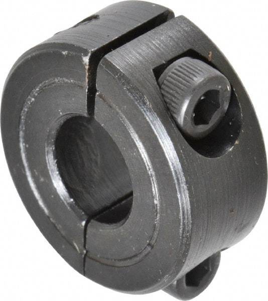 Climax Metal Products - 3/8" Bore, Steel, Two Piece Shaft Collar - 7/8" Outside Diam, 3/8" Wide - Americas Industrial Supply