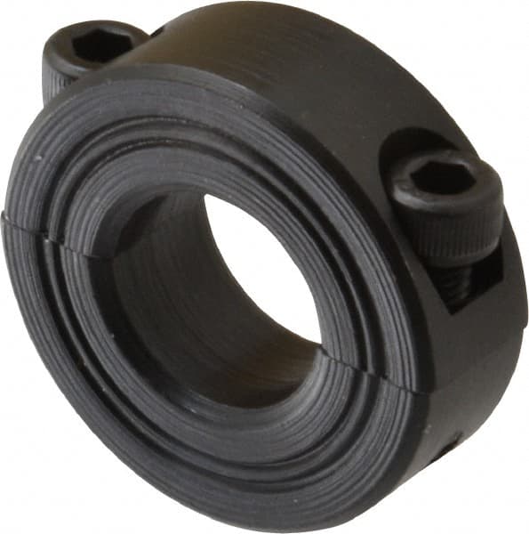 Climax Metal Products - 18mm Bore, Steel, Two Piece Shaft Collar - 1-1/2" Outside Diam - Americas Industrial Supply