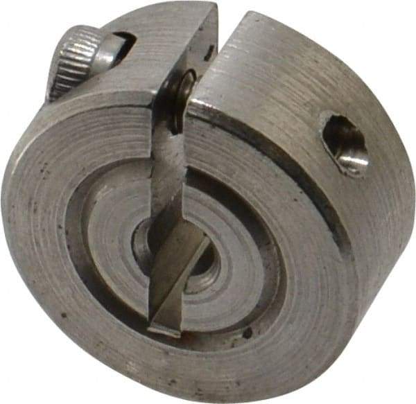 Climax Metal Products - 1/8" Bore, Stainless Steel, One Piece Clamp Collar - 11/16" Outside Diam, 5/16" Wide - Americas Industrial Supply