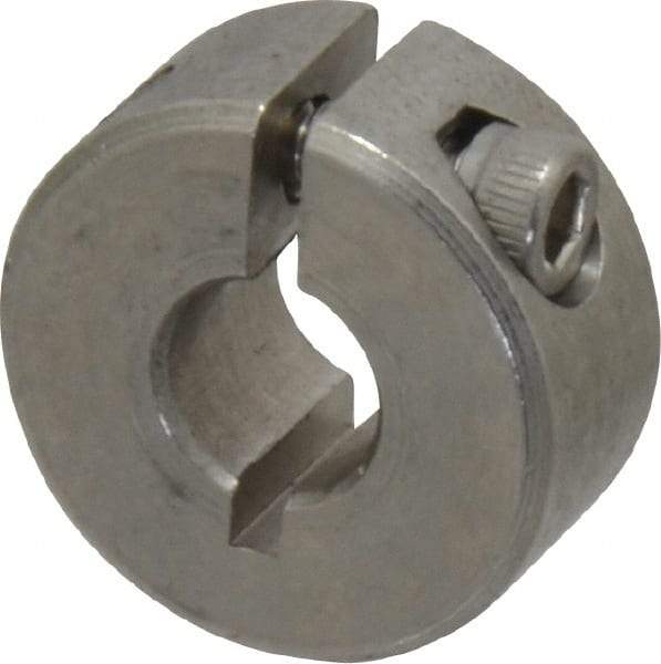 Climax Metal Products - 1/4" Bore, Stainless Steel, One Piece Clamp Collar - 11/16" Outside Diam, 5/16" Wide - Americas Industrial Supply