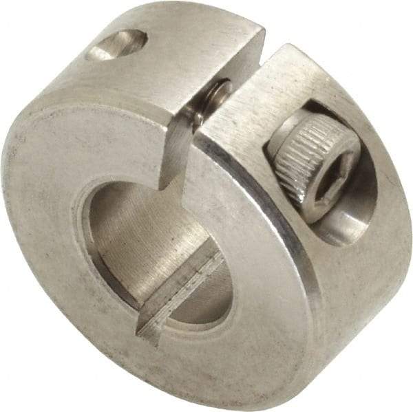 Climax Metal Products - 3/8" Bore, Stainless Steel, One Piece Clamp Collar - 7/8" Outside Diam, 3/8" Wide - Americas Industrial Supply