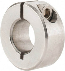 Climax Metal Products - 7/16" Bore, Stainless Steel, One Piece Clamp Collar - 15/16" Outside Diam, 3/8" Wide - Americas Industrial Supply