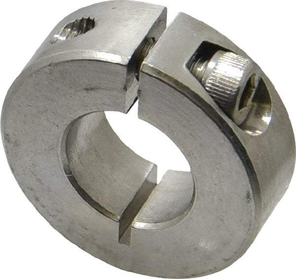 Climax Metal Products - 5/8" Bore, Stainless Steel, One Piece Clamp Collar - 1-5/16" Outside Diam, 7/16" Wide - Americas Industrial Supply