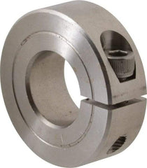 Climax Metal Products - 11/16" Bore, Stainless Steel, One Piece One Piece Split Shaft Collar - 1-1/2" Outside Diam, 1/2" Wide - Americas Industrial Supply