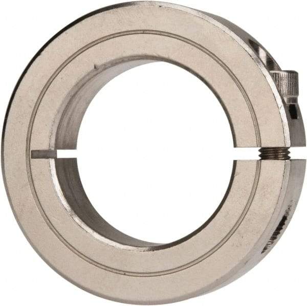 Climax Metal Products - 1-3/8" Bore, Stainless Steel, One Piece Clamp Collar - 2-1/4" Outside Diam, 9/16" Wide - Americas Industrial Supply