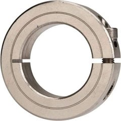 Climax Metal Products - 1-3/8" Bore, Stainless Steel, One Piece Clamp Collar - 2-1/4" Outside Diam, 9/16" Wide - Americas Industrial Supply