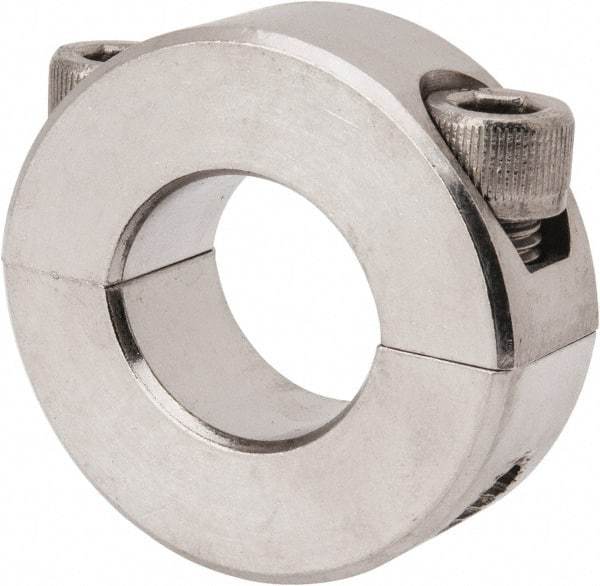 Climax Metal Products - 3/4" Bore, Stainless Steel, Two Piece Shaft Collar - 1-1/2" Outside Diam, 1/2" Wide - Americas Industrial Supply