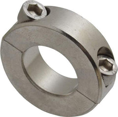 Climax Metal Products - 7/8" Bore, Stainless Steel, Two Piece Shaft Collar - 1-5/8" Outside Diam, 1/2" Wide - Americas Industrial Supply