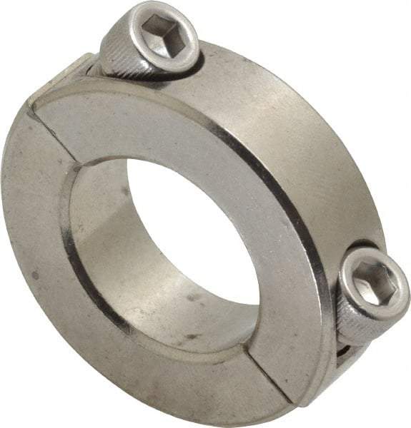 Climax Metal Products - 1" Bore, Stainless Steel, Two Piece Shaft Collar - 1-3/4" Outside Diam, 1/2" Wide - Americas Industrial Supply