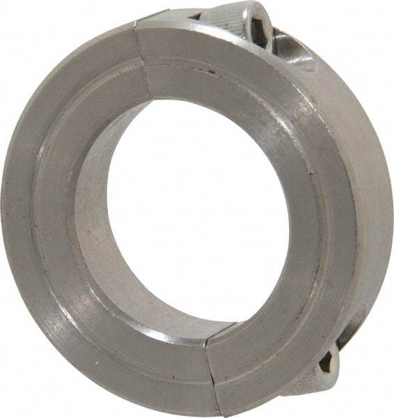 Climax Metal Products - 1-1/8" Bore, Stainless Steel, Two Piece Shaft Collar - 1-7/8" Outside Diam, 1/2" Wide - Americas Industrial Supply