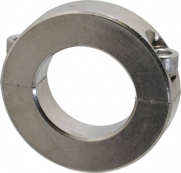 Climax Metal Products - 1-3/16" Bore, Stainless Steel, Two Piece Shaft Collar - 2-1/16" Outside Diam, 1/2" Wide - Americas Industrial Supply