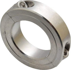 Climax Metal Products - 1-3/8" Bore, Stainless Steel, Two Piece Shaft Collar - 2-1/4" Outside Diam, 9/16" Wide - Americas Industrial Supply