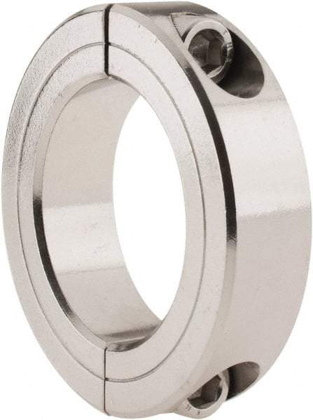 Climax Metal Products - 1-7/8" Bore, Stainless Steel, Two Piece Two Piece Split Shaft Collar - 2-7/8" Outside Diam, 11/16" Wide - Americas Industrial Supply