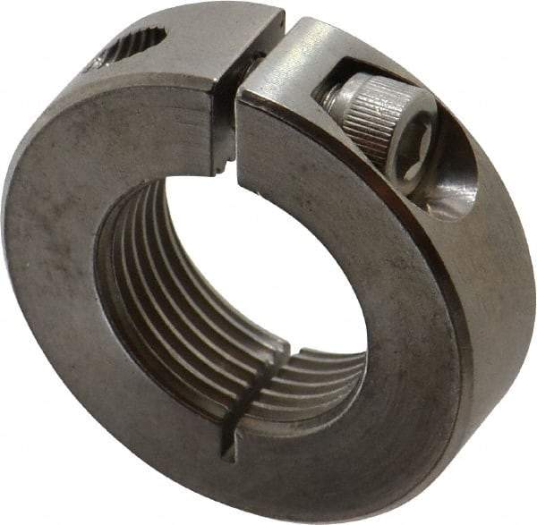 Climax Metal Products - 1-14 Thread, Stainless Steel, One Piece Threaded Shaft Collar - 1-3/4" Outside Diam, 1/2" Wide - Americas Industrial Supply