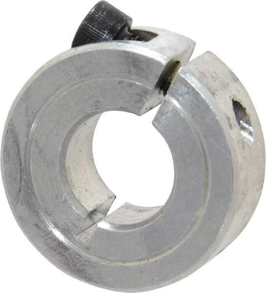 Climax Metal Products - 1/2" Bore, Aluminum, One Piece Clamp Collar - 1-1/8" Outside Diam, 13/32" Wide - Americas Industrial Supply