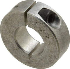 Climax Metal Products - 5/8" Bore, Aluminum, One Piece Clamp Collar - 1-5/16" Outside Diam, 7/16" Wide - Americas Industrial Supply