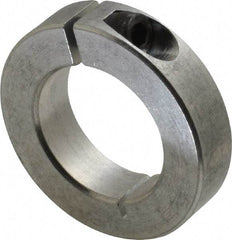 Climax Metal Products - 1-1/4" Bore, Aluminum, One Piece Clamp Collar - 2-1/16" Outside Diam, 1/2" Wide - Americas Industrial Supply